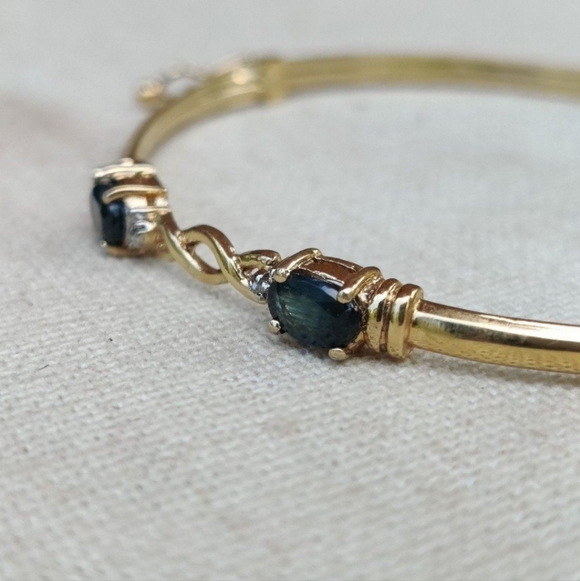 Vintage 14K Over Sterling Blue Sapphire Flex Bracelet - Picture 6 of 8
